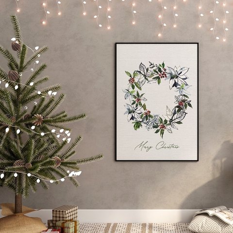 クリスマスのリースポスター　/ i1047 / モミの木やポインセチア　リースやスワッグ、アレンジメント