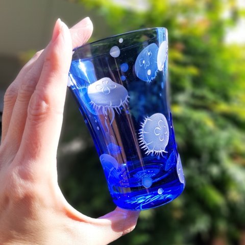 透き通る透明感 水くらげグラス サンドブラスト 父の日 母の日