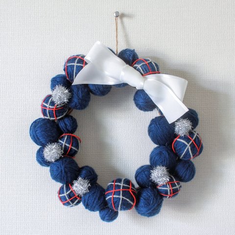 ニットリース　-tartan navy-