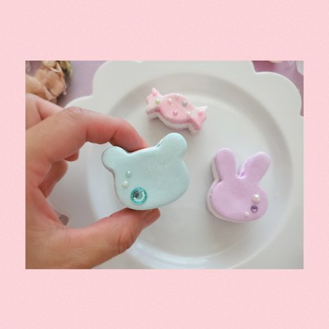 送料込み♡トゥンカロン　3個セット♡Bセット　マカロン　フェイクフード　うさぎ　くま　キャンディ