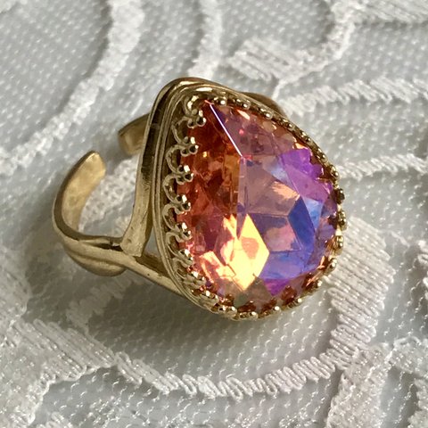 オーロラカラー vintageガラス ring（フリーサイズ）