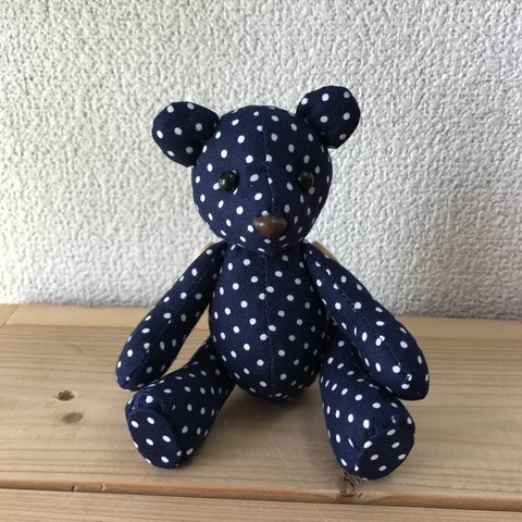 手のりくまさん🐻13cm♡ネイビードット