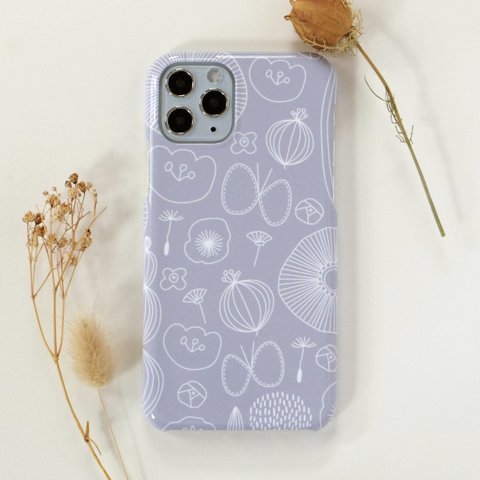 ＊iPhone / Android＊ひだまりへようこそ 北欧 スマホケース/スマホカバー 花 ちょうちょ つぼみ 花畑