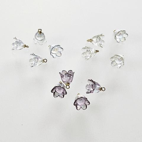 UV鍍金フラワー/鈴蘭パーツ/アクリル花　3色×4個＝12個で400円