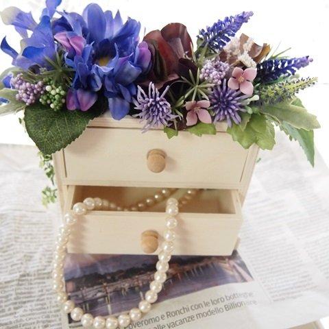 お花が可愛い小物入れ-紫