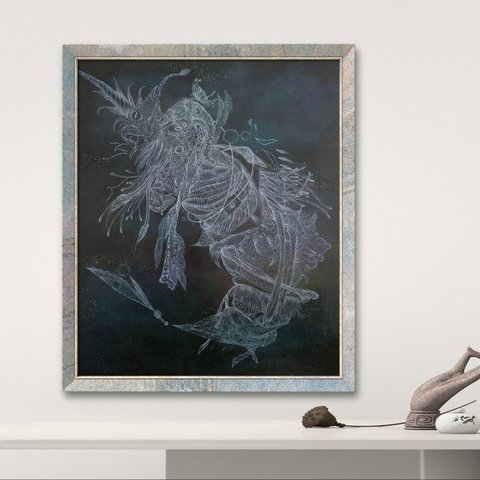 deusNo1.深海 - 抽象画 46×38㎝ 原画1点のみ キャンバス インテリア ギフト おしゃれ デザイナーズ