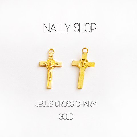 【10個】在庫限り！Jesus Cross Charm Gold【MS0119】