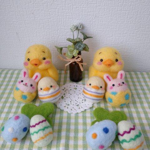 🐤ハンドメイド🐥⸒⸒羊毛フェルト🐥⸒⸒ヒヨコさん＆イースターエッグ🐤