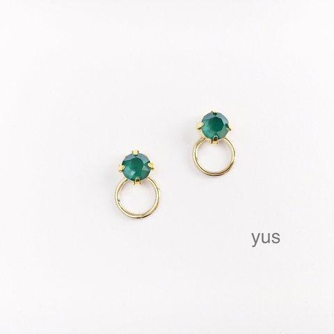 再販☆ロイヤルグリーン☆スワロシンプルピアス/イヤリング