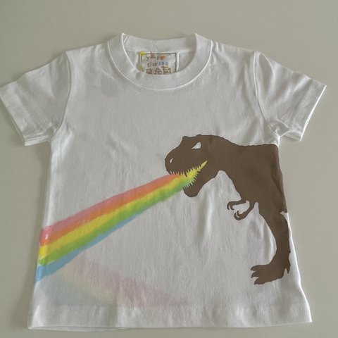 受注制作　kidsTシャツ「ティラノサウルスレインボー」110~140cm対応