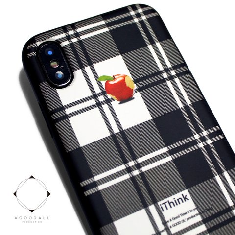 iphoneXケース / iphoneXsケース　軽量レザーケース iphoneXカバー（ホワイト×ブラック）apple アップル タータンチェック アイフォンXs　テン　アイフォンケース　耐衝撃