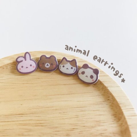 どうぶつ ♩ ピアス イヤリング ⭐︎ うさぎ くま 猫 パンダ　プチギフト