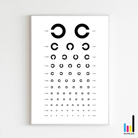 VISION TEST 2 タイポグラフィー アート プリント ポスター [ A1 ] 視力 視力検査 インテリア シンプル モノクロ モノトーン 白黒