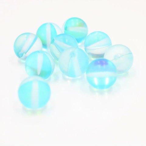 【邪気を払い幸運を呼ぶ】レインボーグラスオーラ【ブルー】8mm/6mm 【No.9-9-20~23】天然石 パワーストーン かわいい 夏 キラキラ