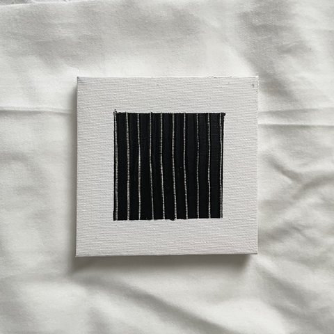 ミニアートパネル「black」黒×ストライプ 原画【10cm×10cm】