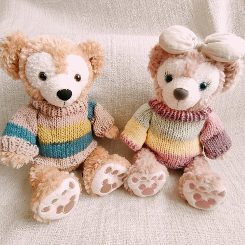 【送料無料】ぬいぐるみ手編みセーター2点セット