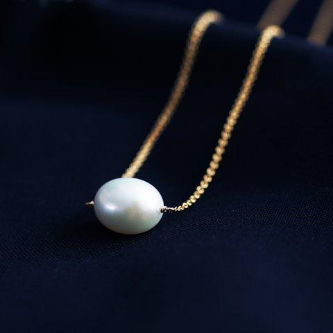 ぽってり★まゆ玉真珠のシンプル45cmネックレス　～Gabriela