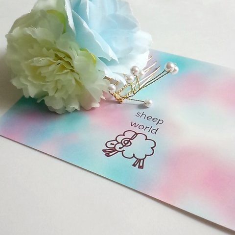 水色のバラと白いお花のヘアコーム　普通郵便なら送料無料　結婚式/発表会/夏祭/コンサート
