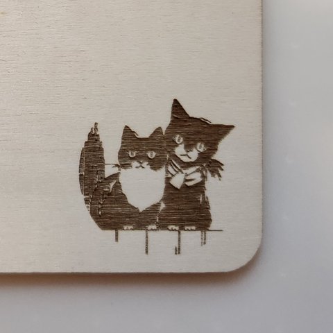 木の猫コースター　3枚入り　木製　ウッド　プレゼント　プチプラ　猫雑貨　猫グッズ　刻印追加可能