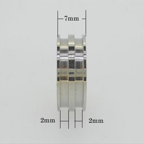 2溝 幅7mm 内径14mm(約4号) 指輪 リング ステンレス304 ステンレスカラー ハンドメイド素材 パーツ 手作り 粘土 レジン st-r2-7s-14