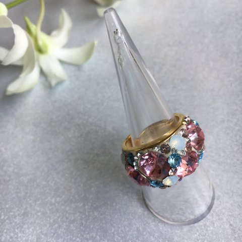 mobe pink & blue Swarovski ring