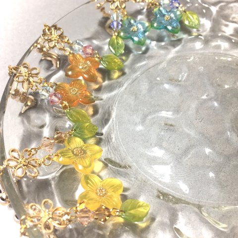 煌めくお花の一輪イヤリング・ピアス（金木犀・紫陽花・菜の花）