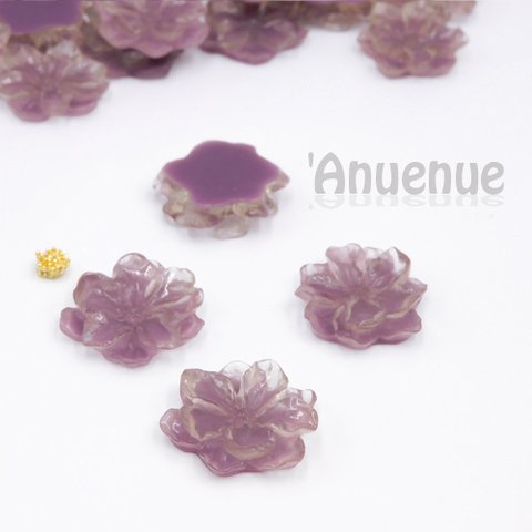 フラワーシェイプカボション 22mm 【Camellia / Lilac】4個