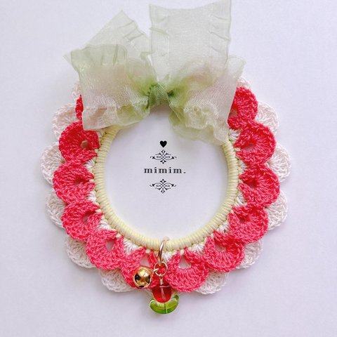 【New!!】tulip red ダブルフリルレース首輪  [wf-147] ¥2500 / 4.21 SUN 21:00〜