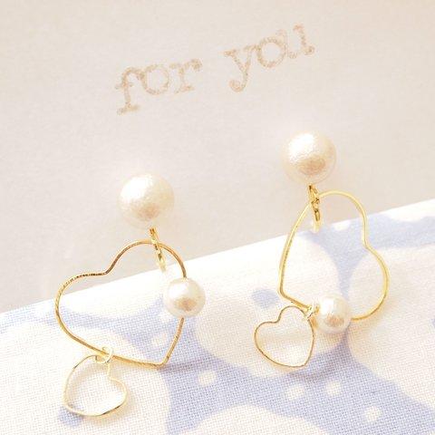 heart × cottonpearl ...　ピアス/樹脂ノンホールピアス（イヤリング） 