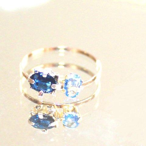 k18gp Ceylon Blue Sapphire & Blue Sapphire & Ring