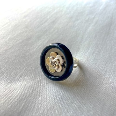 Vintage rétro Flower Button Ring