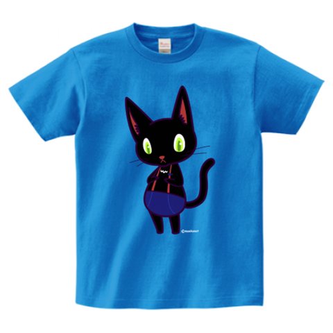 黒猫キャラクターTシャツ(大人〜子供サイズ)