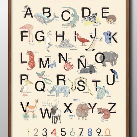 14675■ポスター アート 絵画 『アルファベット　キッズ　子供部屋　学習』 北欧 A3 イラスト デザイン マット紙