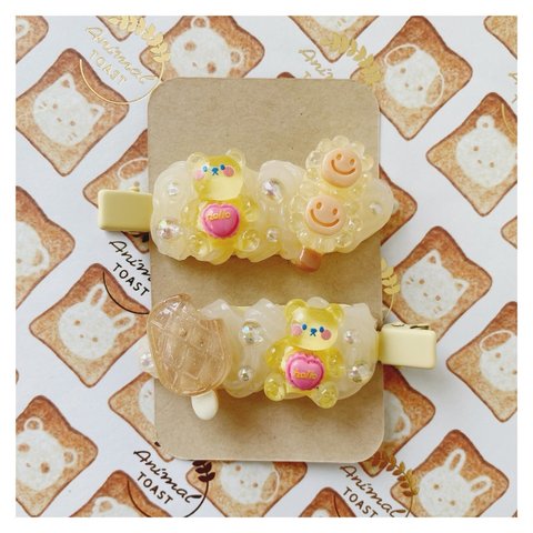 ホイップデコ　ヘアクリップ【きいろくま×アイスクリーム】