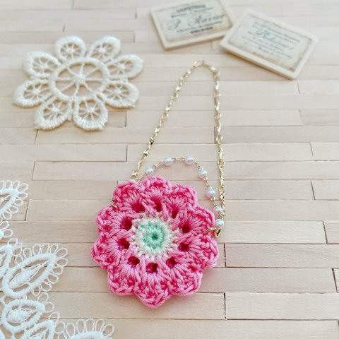 レトロポップ🍬お花モチーフの2wayバッグ　【ピンク】ドールサイズ