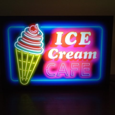アイスクリーム ソフトクリーム アイスキャンディー アメリカン カフェ 看板 玩具 置物 雑貨 LEDライトBOXミニ