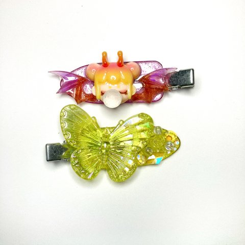 バブルガール&蝶々【ヘアクリップ】
