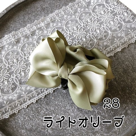 ふわり♡リボン♡バンスクリップアクセサリー⭐️28.ライトオリーブ