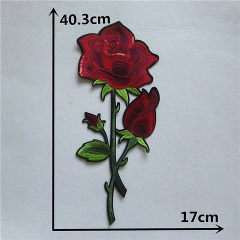 薔薇刺繍モチーフ アイロン接着 40.3cm*17cm