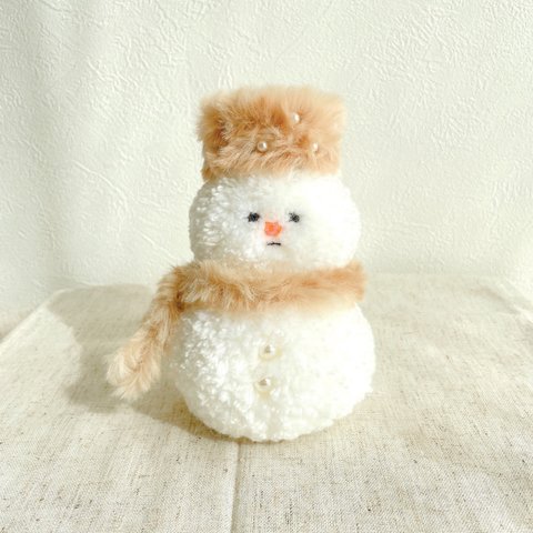 雪だるま　ぬいぐるみ　マスコット　毛糸　ポンポン