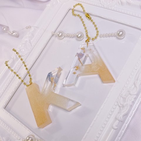 【オーダーメイド】本物のお花が入ったイニシャルキーホルダー🥺✨