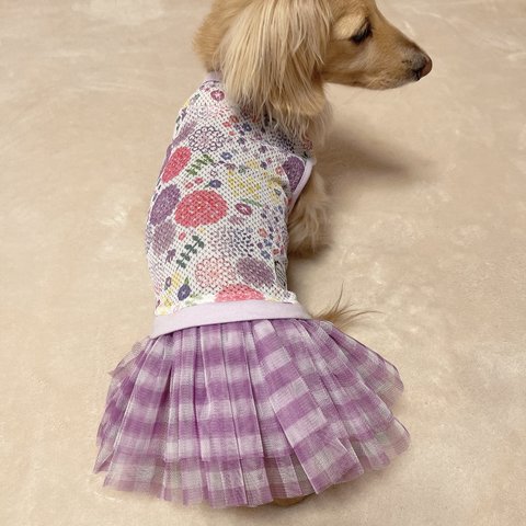 犬服★ 夏用　冷んやりメッシュ　紫陽花　ダックス　チワワ　小型犬