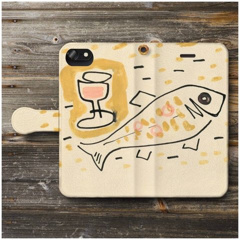 【Galanda 魚のいる静物 スロバキア 北欧】 スマホケース手帳型 全機種対応 絵画 iPhone12 XR Galaxy iPhone11