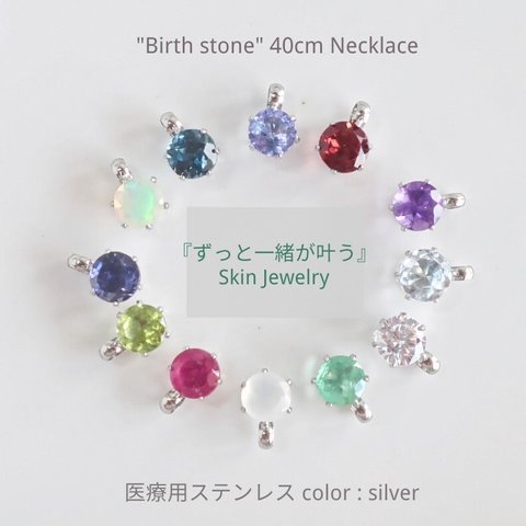 『ずっと一緒が叶う✴』Skin Jewelry ✳Birthstone*誕生石ステンレスネックレス