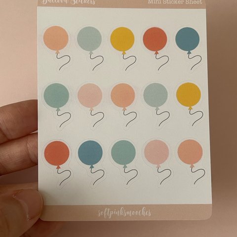 (ミニ)シールシート 2枚/セット　手帳シール　日記、ノートデコシール　Balloons Mini Sticker Sheets バースデー/パーティー　スケジュール シール