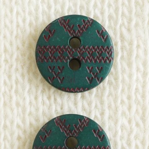 (3個) 12mm 編み目のボタン　グリーン　フランス製