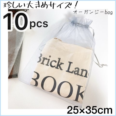  【新色追加】珍しい大きいサイズ【25×35cm】オーガンジー袋　10枚セット