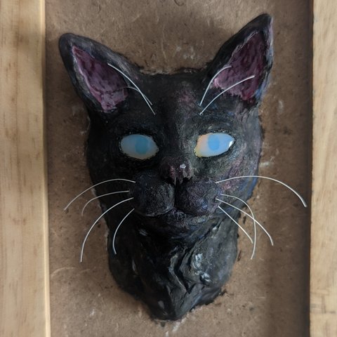 夜道の黒猫の肖像画