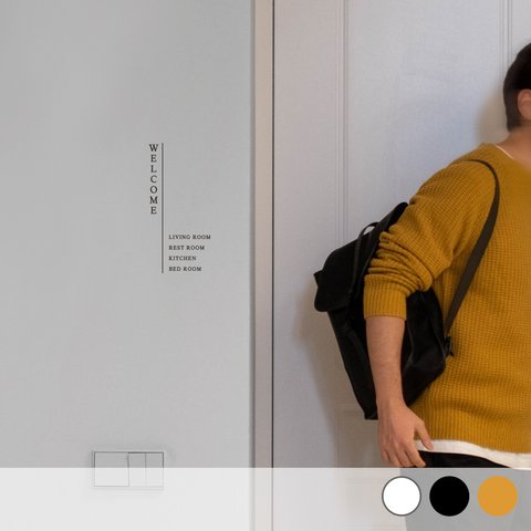 WELCOME案内サインウォールステッカー（黒・白・ゴールド）