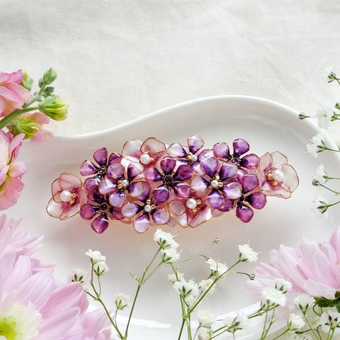 barrette　elegant 桜　紫のお花ブーケ 【受注制作】
